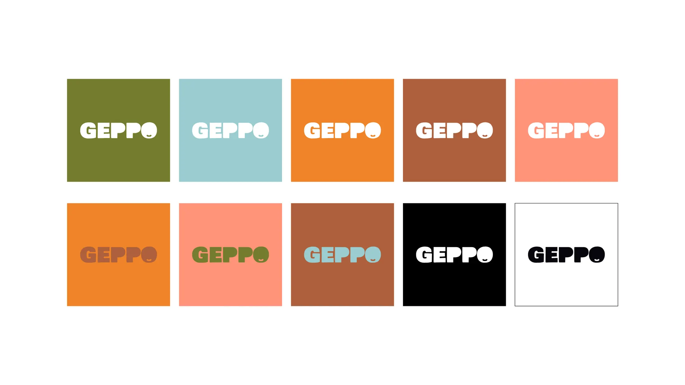 Dieci varianti colore del logotipo su fondi diversi