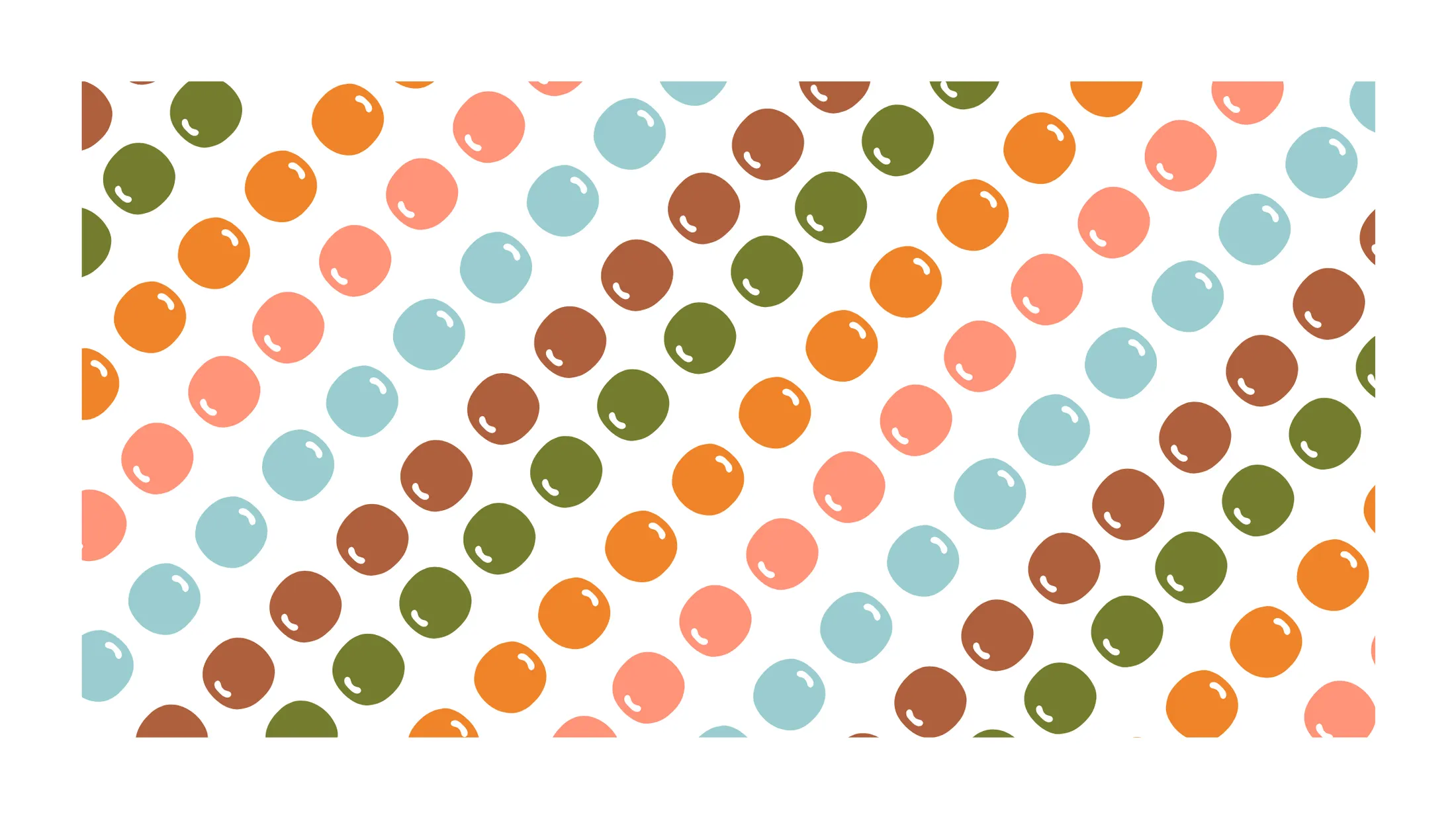 Pattern a pois colorati costruito sulla forma della O del logotipo